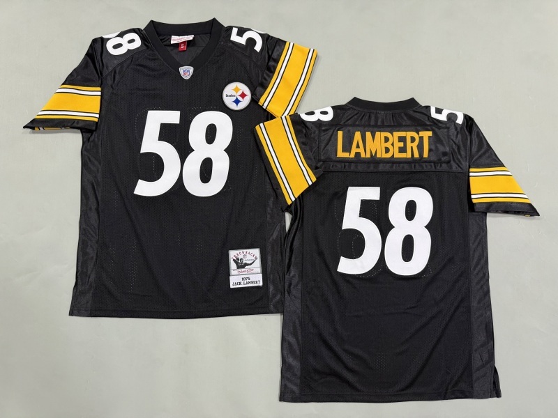 Men 2025 Pittsburgh Steelers #58 Lambert black Throwback Limited NFL Jersey style 004